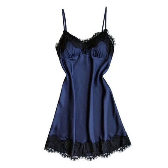 Sinhoon Sleepwear Sexy Lingerie Nightgown Lace Chemise Satin Slip Silk Nightie Bridal Babydoll for Women