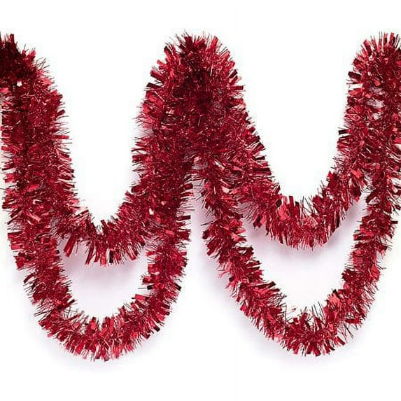 Sinhoon Tinsel Garland, 16.5 feet Foil Tinsel Christmas Garland for Christmas Tree Decorations Wedding Birthday Party Supplies Red
