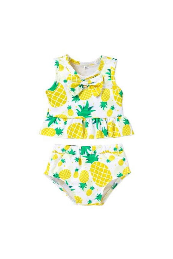 Toddler Kids Baby Girl Pineapple Swimwear Bathing Suit Bikini Outfits Summer Swimsuit Set, 2-3T