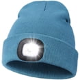 thumbnail image 1 of Sinhoon Unisex Beanie Hat with Light, USB Rechargeable Hands Free LED Headlamp Hat, Knitted Night Light Beanie Cap Flashlight Hat, Men Gifts for Dad Father Husband (Blue), 1 of 7