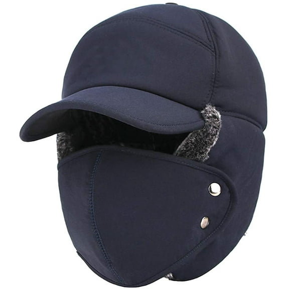 Sinhoon Winter Warm Facemask Cap, 3 in 1 Bomber Hat with Full Face Ear Flap, Men Trapper hat with Fur Lined