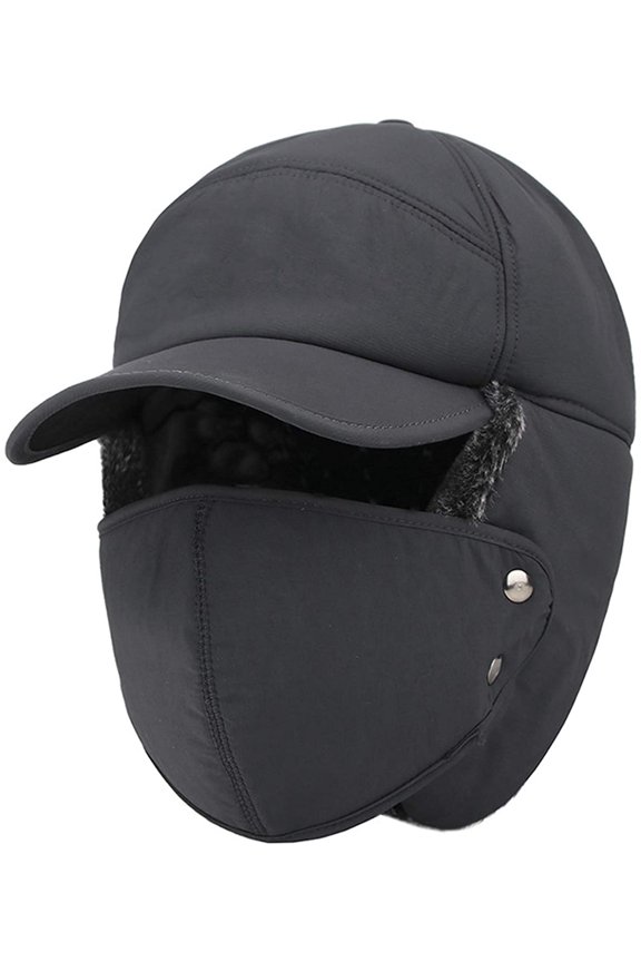 Winter Warm Facemask Cap, 3 in 1 Bomber Hat with Full Face Ear Flap, Men Trapper hat with Fur Lined