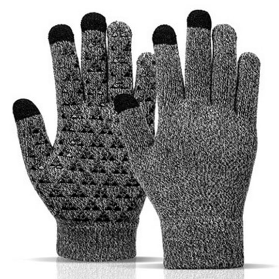 Sinhoon Winter Warm Texting Gloves for Women Men, Knit Gloves Touchscreen Anti-Slip Silicone Gel Thermal Soft Lining Elastic Cuff Texting Gloves