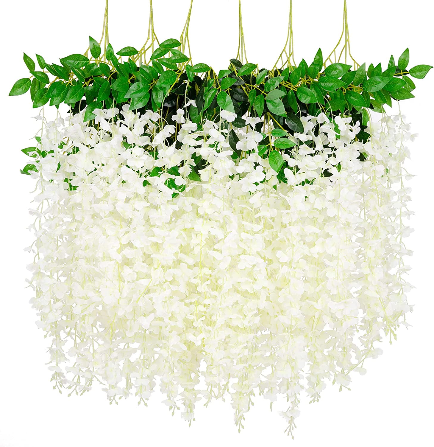 White Silk Artificial Wisteria Vine Garland for Outdoor Decor