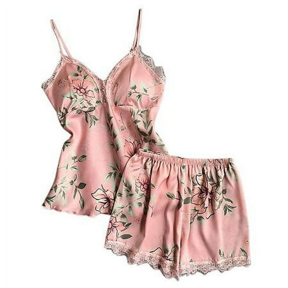 Sinhoon Women's Lace Satin Sleepwear Cami Top and Shorts Pajama Set