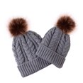 thumbnail image 1 of Sinhoon Womens Mother Baby Matching Knitting Pom Bobble Hat Kids Winter Warm Beanie Cap, 1 of 4