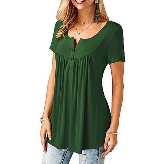 Sinhoon Womens Summer Short Sleeve Blouse Shirt Tops Casual Loose Plain Tunic T Shirt Plus Size