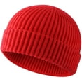 thumbnail image 1 of Sinhoon Wool Knit Cuff Short Fisherman Beanie for Men Women, Winter Warm Hats (red), 1 of 11