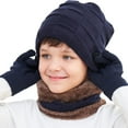 thumbnail image 1 of Sinhoon by Sinhoon Kids Winter Touchscreen Beanie Hat Scarf Gloves Set, Fleece Lined, Blue, 1 of 6