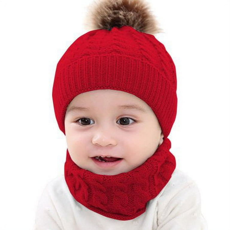 SinhoonToddler Kids Warm Beanie Crochet Cap Scarf 2pcs Baby Sets
