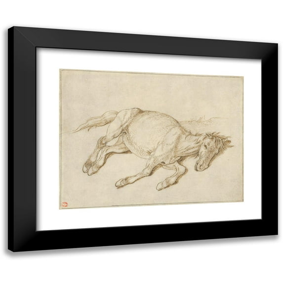Sinibaldo Scorza 18x15 Black Modern Framed Museum Art Print Titled - A Horse Lying on its Side (1620s)