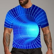 JOFOW Men and Big Men's 3D Cool Graphic Short Sleeve Tees Top 2024 Summer Regular Fit Crewneck T-shirts Funny Design Digital Tees for Young