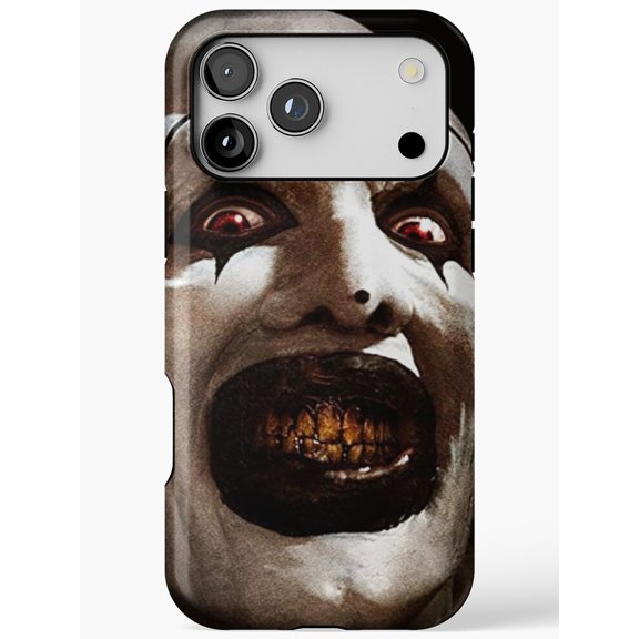 Sinister Clown Face with Red Eyes and Decayed Teeth Tough iPhone Case, Polycarbonate Shell with TPU Liner