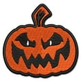 thumbnail image 1 of Sinister Halloween Jack-o'-lantern Pumpkin Applique Multi-Color Embroidered Iron-On Patch - 2.5 Inch Small, 1 of 5