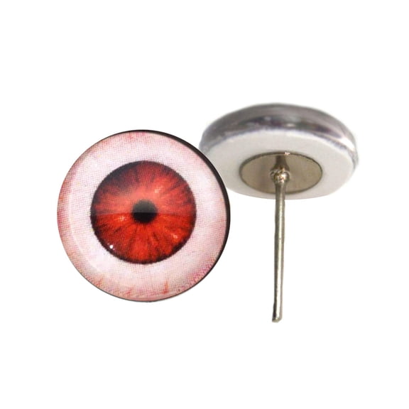 Sinister Red Vampire Glass Eyes on Wire Pin Posts