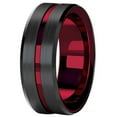 thumbnail image 1 of Sinister Rocker Ring Black Red Genderless Stainless Steel Gothic Vampire Band, 1 of 5