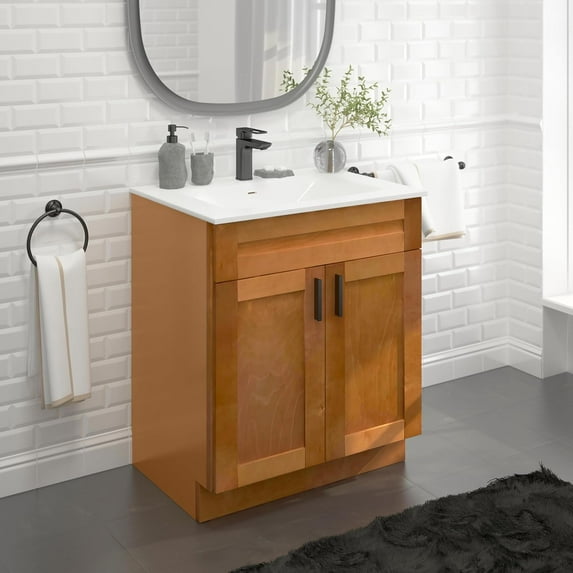 Sink Base Bathroom Vanity Ready-to-Assemble Bathroom Cabinet 30" Width Vanity Base in Maple Shaker