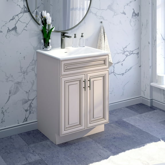 Sink Base Bathroom Vanity Ready-to-Assemble Bathroom Cabinet 36" Width Vanity Base in Antique White