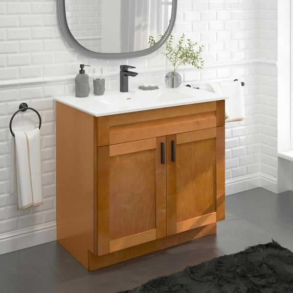 Sink Base Bathroom Vanity Ready-to-Assemble Bathroom Cabinet 36" Width Vanity Base in Maple Shaker