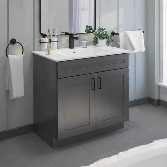 Sink Base Bathroom Vanity Ready-to-Assemble Bathroom Cabinet 36" Width in Grey Shaker