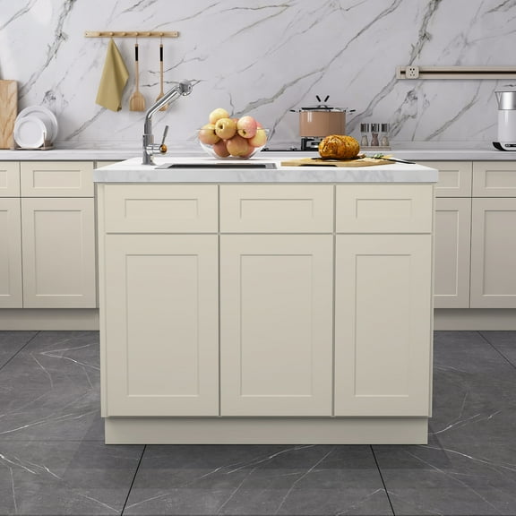 Sink Base With Large Space - Antique White 30x24x34.5 Plywood Spacious Interior