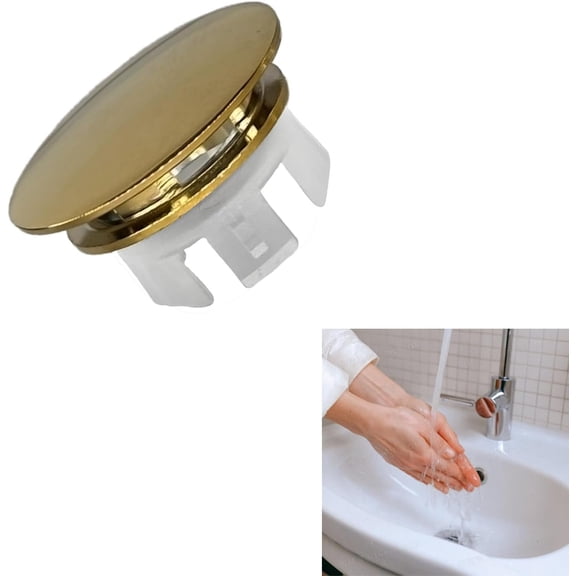 Sink Basin Trim Overflow Cover Brass Insert in Hole Round Caps Ceramic Vessel Kitchen , Double Layer Copper Solid Chrome Overflow Cover for Kitchen Bathroom (Glossy )