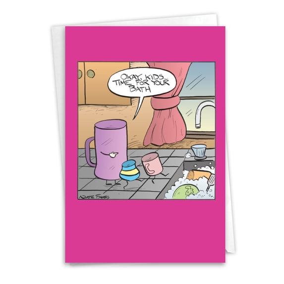 NobleWorks Funny Mother's Day Greeting Card w/ 5x7 Envelope (1 Card), for Men, Women, Mom Sink Bath C9228MDG