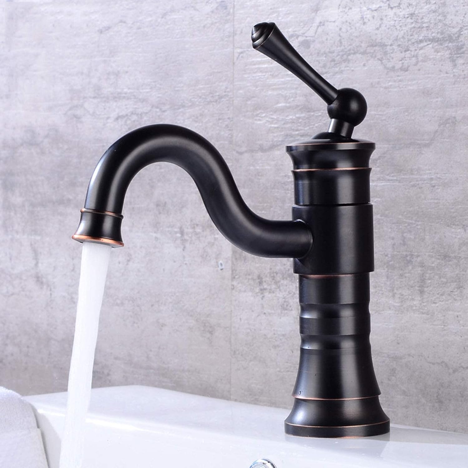 Sink Black Tap, 360° Swivel Brass Mixer Faucet with Single Handle
