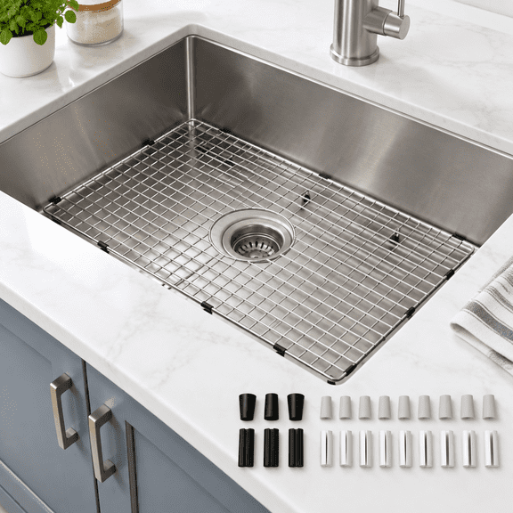 Sink Bottom Grid 27-9/16" X 14-7/16" Centered Drain Stainless Steel