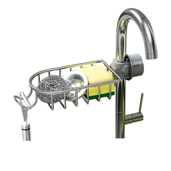 Sink Caddies and Sponge Holders Faucet Storage Rack Space Aluminum Adjustable Kitchen Sink Sink Sink Sponge Cloth Storage Rack