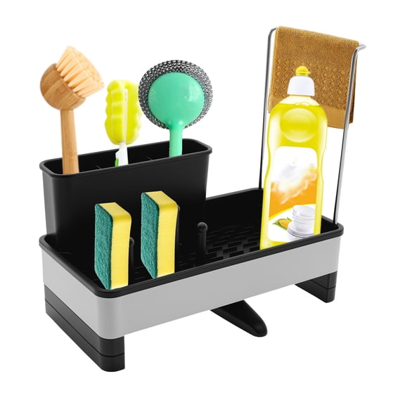 Sink Caddy Kitchen Organizer with Anti Slip Base Rustproof Sink Caddy with Drain Hole Space Saving Pool Caddy Organizer for KItchen