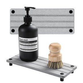 Sink Caddy Kitchen Sink Organizer, Water Absorbing Stone Tray for Sink,Diatomite Bathroom Counter Tray,Faucet Drying Mat Protector Coaster Soap Dish Rack Riser Vanity Dispenser Sponge Holder,10" x 4"