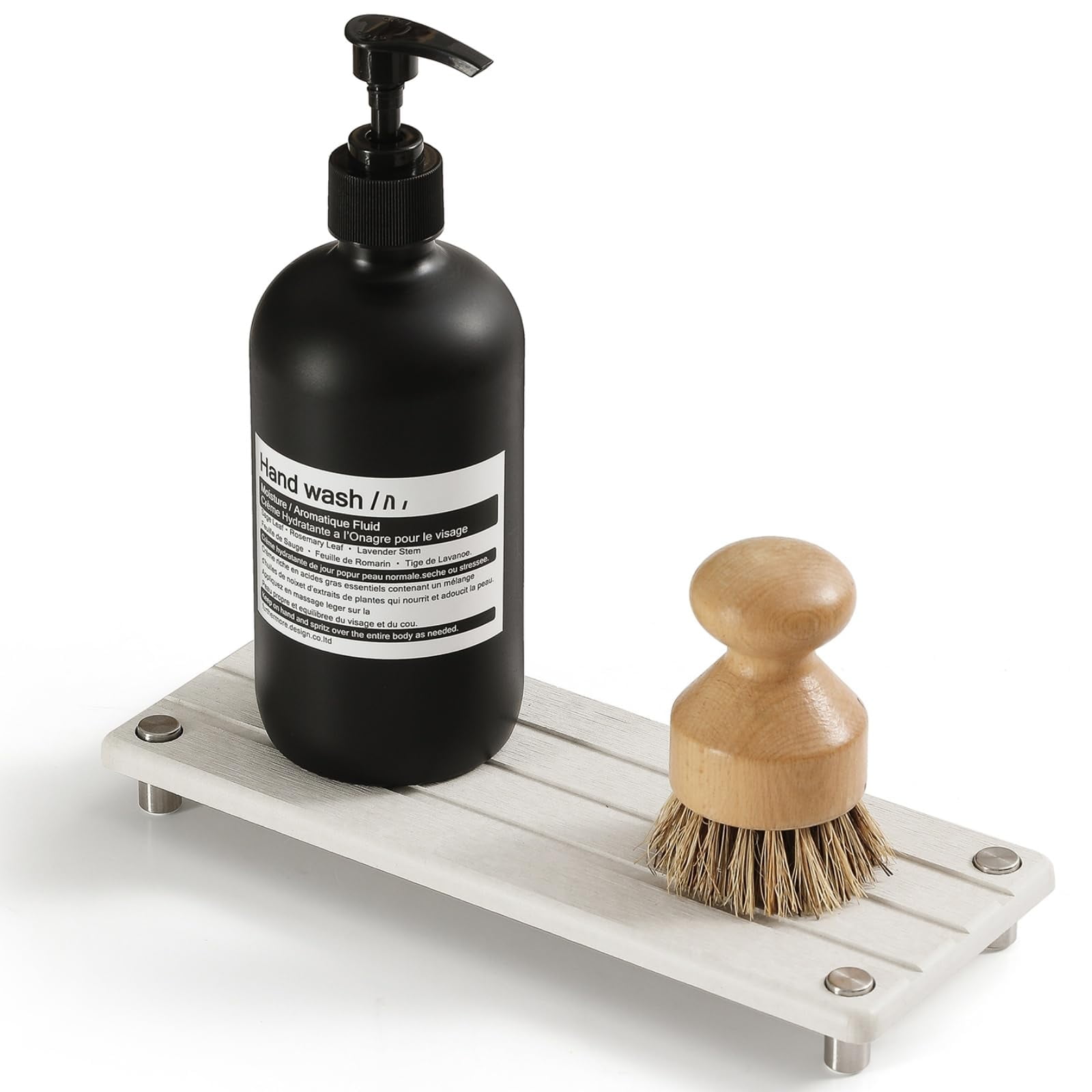 Diatomite Stone Drying Tray - White With Gold Feet, Absorbent Sink Caddy For Kitchen & Bathroom Countertops