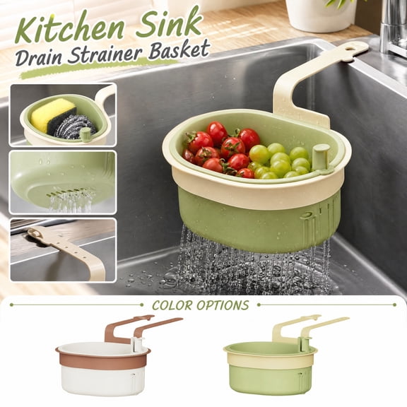 Sink Caddy Kitchen Sink Organizer, White Kitchen Sink Strainer Basket, Hanging Drain Basket for Kitchen Sink with Catcher Function for Home Kitchen Use 1 Pack