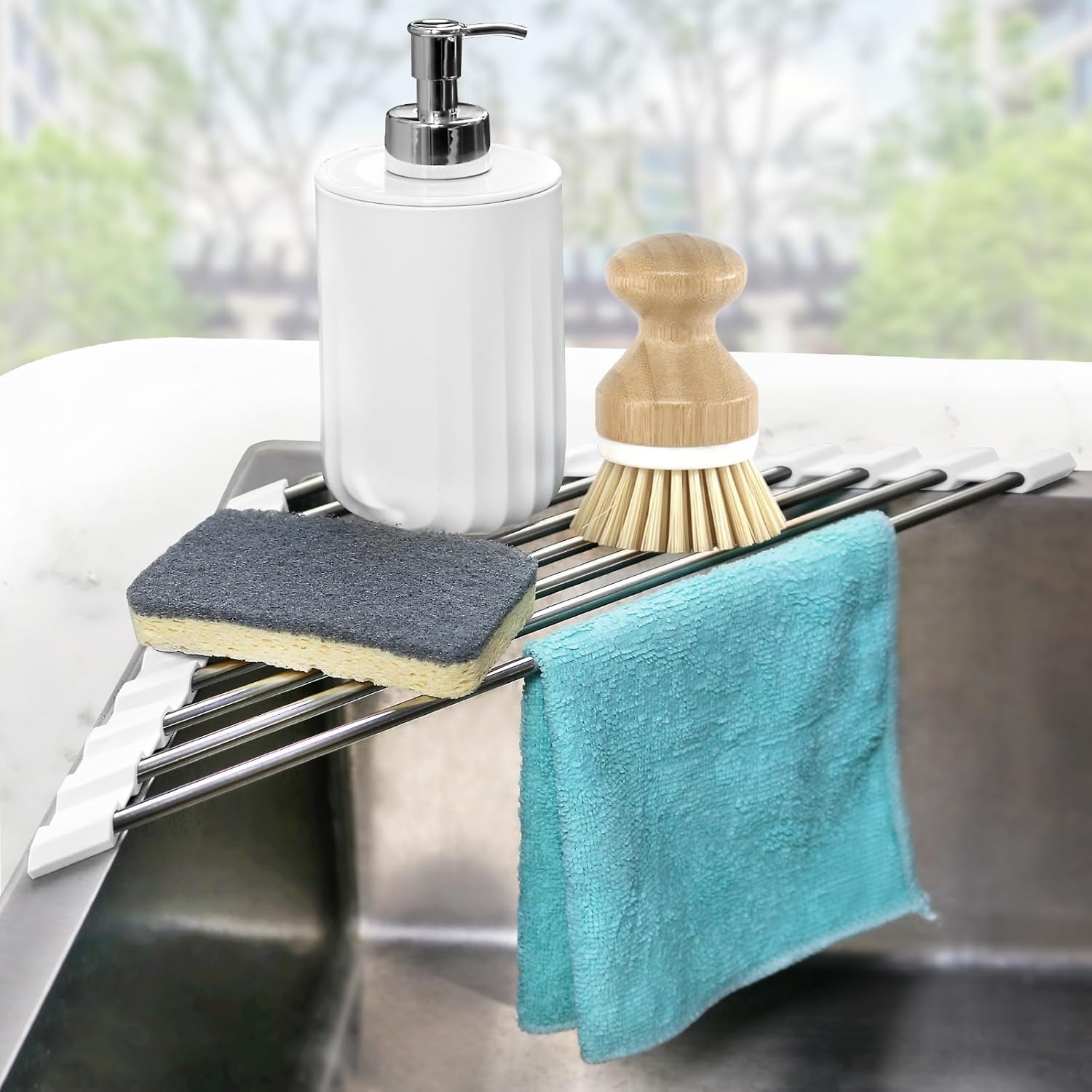 Sink Caddy Sponge Holder for Kitchen Sink, Small Dish Drainer for ...