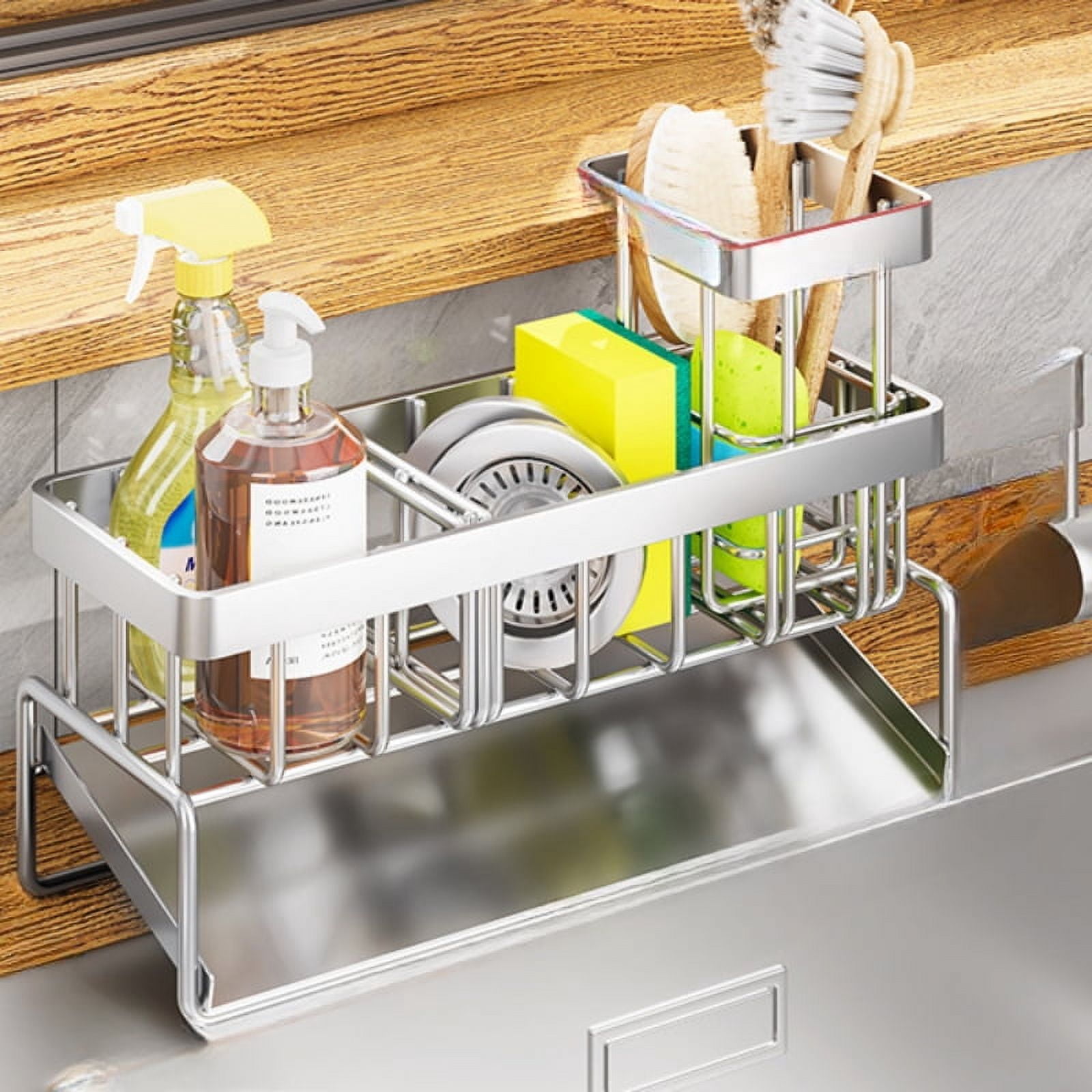 Sink Caddy Sponge Holder for Kitchen Sink, Stainless Steel Rustproof ...