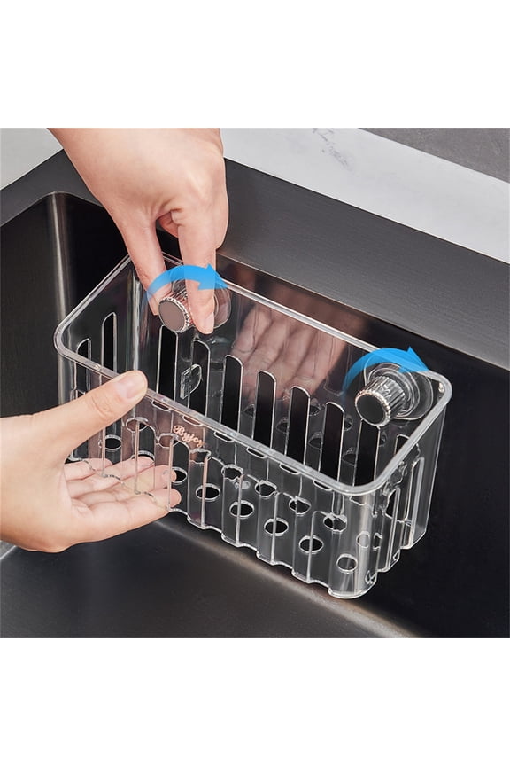 Sink Caddy for Kitchen Sink, Kitchen Organizer Sponge Holder with 2 PCS Suction CupsStrips, Designed for Sponge, Soap, Dish Brush, Scrubber