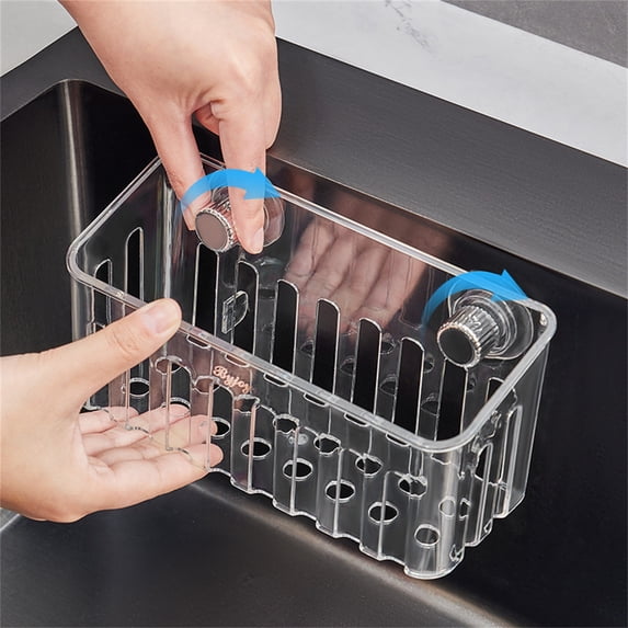Sink Caddy for Kitchen Sink, Kitchen Organizer Sponge Holder with 2 PCS Suction CupsStrips, Designed for Sponge, Soap, Dish Brush, Scrubber