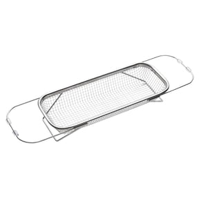 Over the Sink Colander, Expandable Stainless Steel Sink Strainer Basket, Adjustable Kitchen Essentials Vegetable Washing Basket, Rust-Proof, Space-Saving Kitchen Gadgets with Elevated Feet