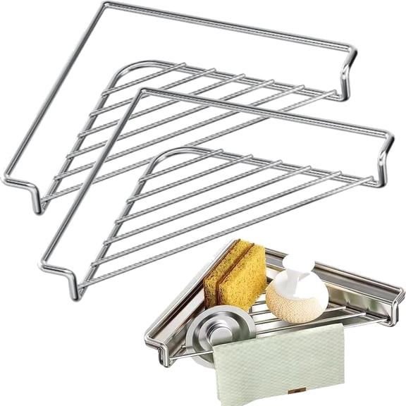 Sink Corner Rack Dish Drying Rack Stainless Steel Corner Sink Organizer Triangle Sink Dish Drying Rack