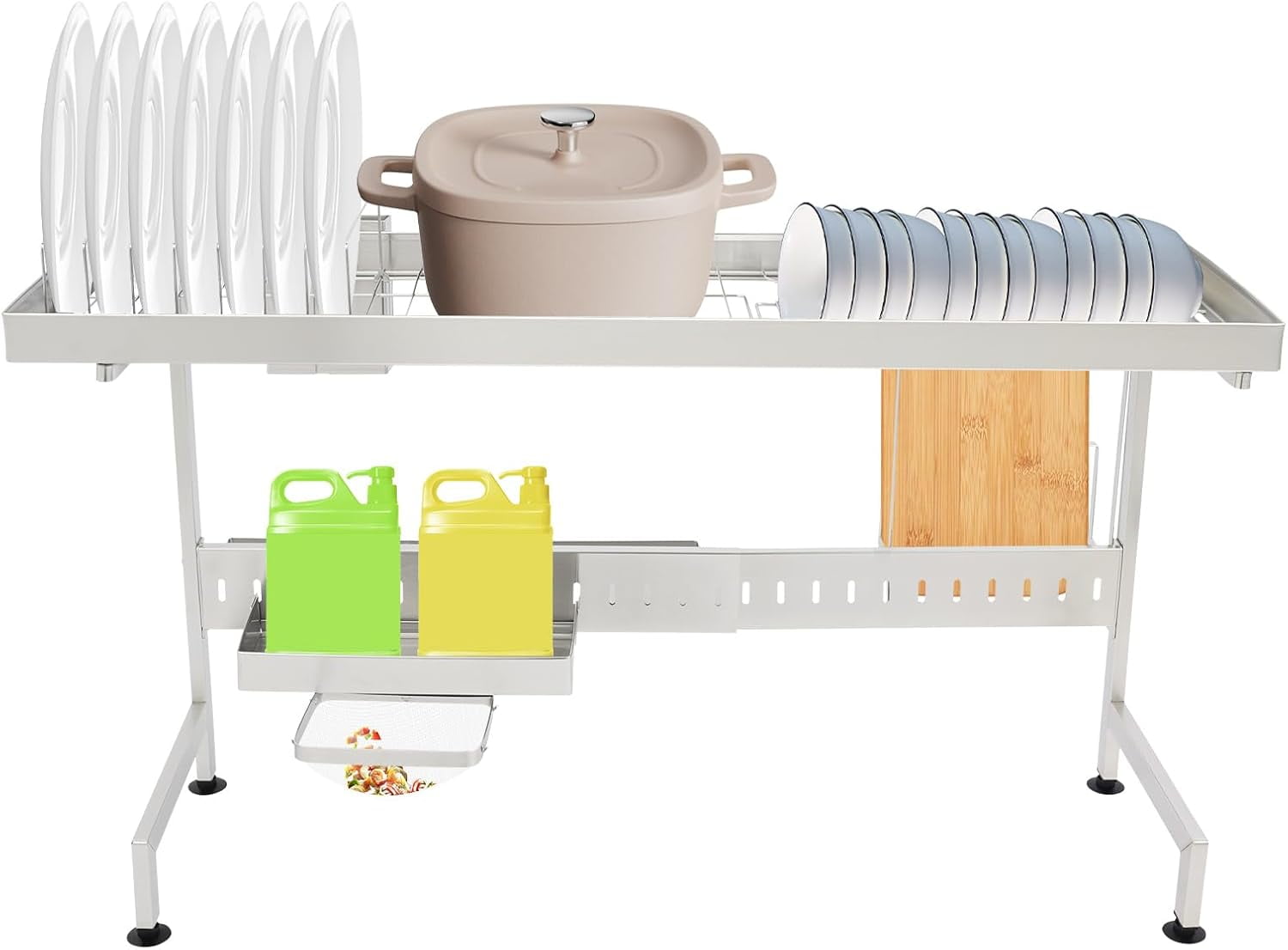 Over The Sink Dish Drainer Drying Adjustable Length Over Sink Dish Drying Rack, Multifunctional Kitchen Organizers, Can Be Placed Tableware, Cups, Cutting Board（88x26x50cm）