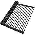 thumbnail image 1 of Over The Sink Dish Drainer Drying Rack, 17.6" W x 15.4" L Roll Up Dish Racks Kitchen Sink Organizer Silicone Wrapped Large in Sink Dish Drying Rack Foldable Rolling Drain Mats Anti-Slip, 1 of 8