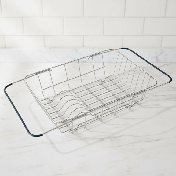 Over The Sink Dish Drainer Drying Rack - Expandable Stainless Steel in Sink Dish Drying Rack, High-Capacity, Rustproof, Easy Install, with Utensil Holder - Dish Racks for Kitchen Counter