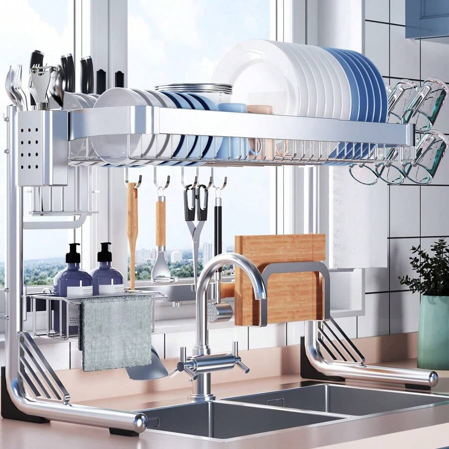 Over The Sink Dish Drying Rack 2 Tier/3 Tier Dish Rack For Kitchen ...