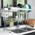 thumbnail image 1 of Over The Sink Dish Drying Rack, 2 Tier Over Sink Dish Drying Rack Width Adjustable(25.6-37.6in), Durable Stainless Steel Dish Rack Over Sink Organizer, Space Saving Kitchen Sink Drying Rack, 1 of 9