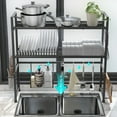 thumbnail image 1 of Over the Sink Dish Drying Rack -2 Tier Stainless Steel Large Kitchen Rack Dish Drainers for Home Kitchen Counter Storage, Shelf with Utensil Holder, Above Sink Non-Slip Shelves Organizer, 1 of 8