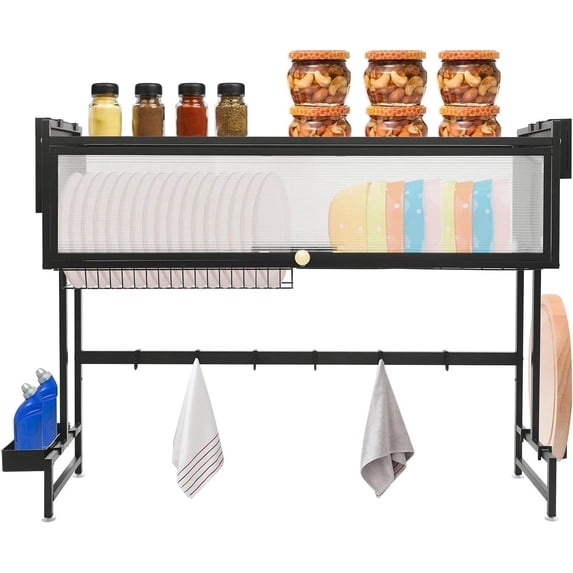 Over The Sink Dish Drying Rack 3 Tier Large Dish Drainer Drying Rack with Drainboard 40 Inch Stainless Steel Multifunctional Kitchen Organizer Storager for Dishes Glasses Bowls Cutlery