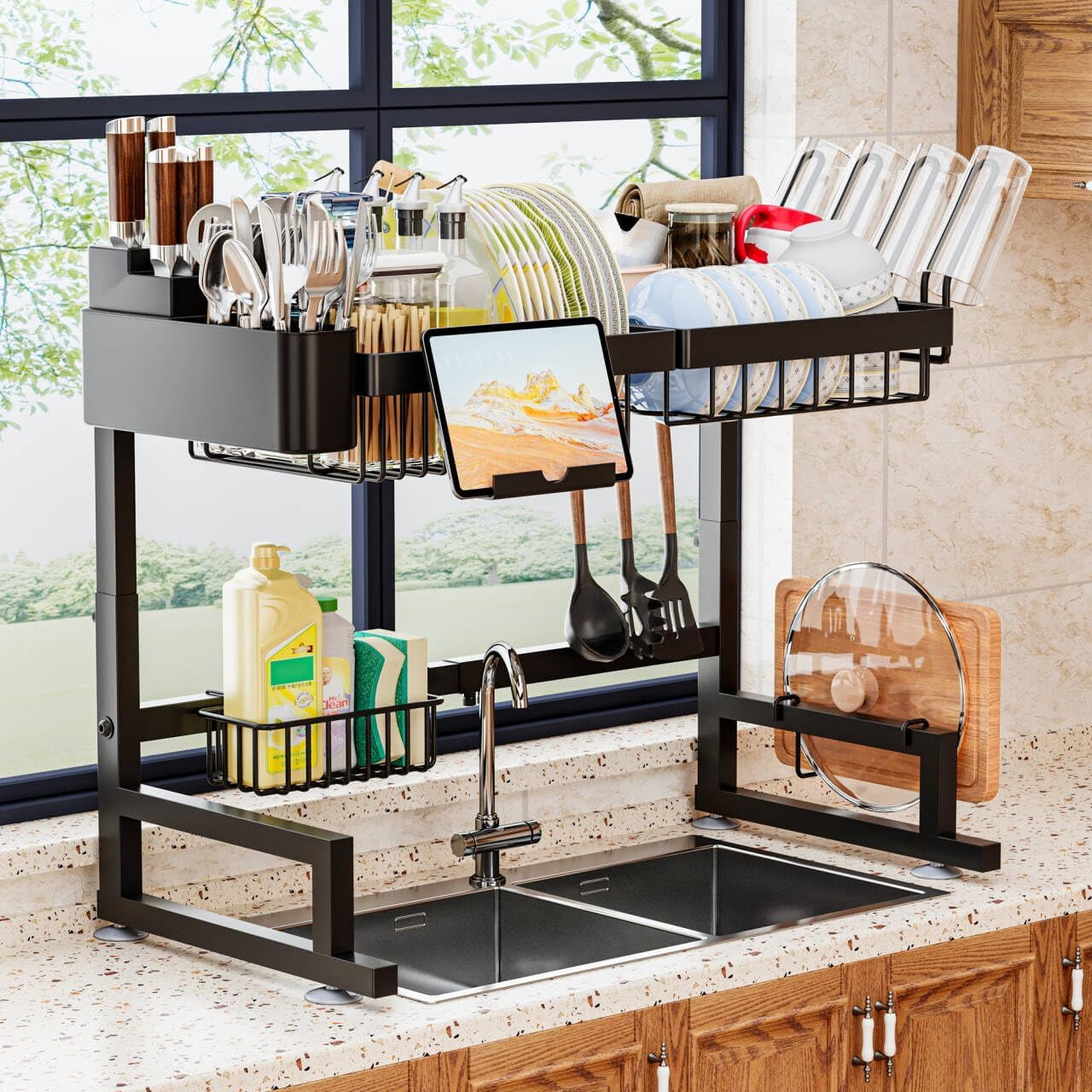 Over Sink Dish Drying Rack (Expandable Height/Length) Snap-On Design ...