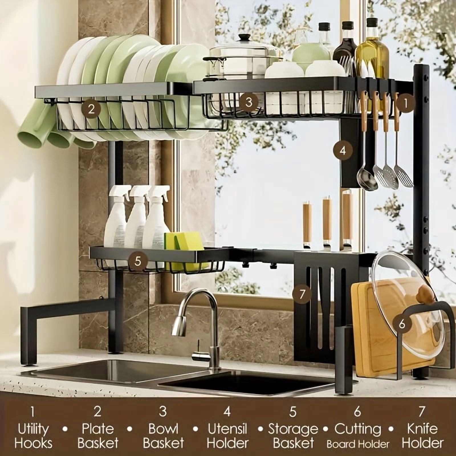 Over The Sink Dish Drying Rack, Large Dish Drying Rack For Kitchen ...