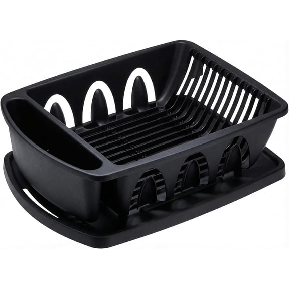 Sink Dish Drying Rack, Large Heavy Duty Hard Plastic Sink Set with Drainer (White) - Made in USA